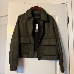 Olive Green Vegan Suede Women's Jacket